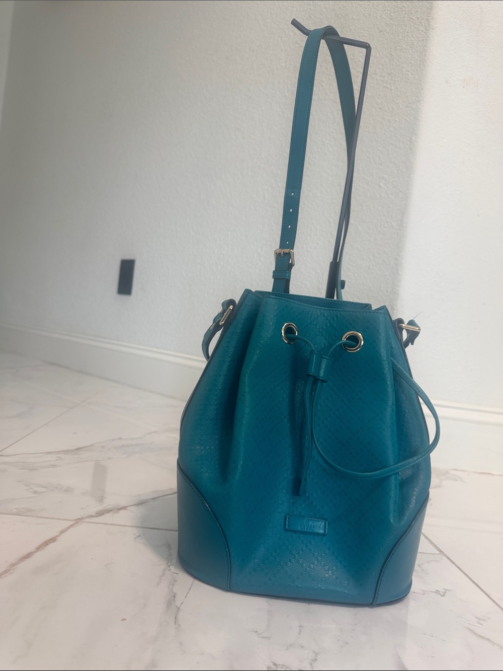 Gucci Teal Women’s Drawstring Bucket Bag